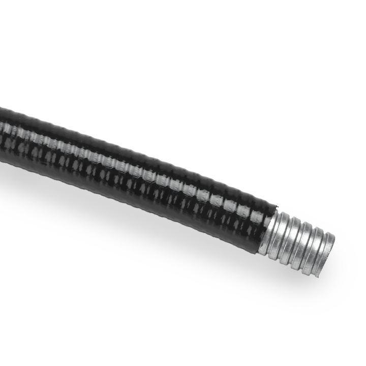 DKC EUROPE - Tubo flessibile metallico diametro 15,5x21 mm, rivestimento PU liscio nero AD16 DN16.