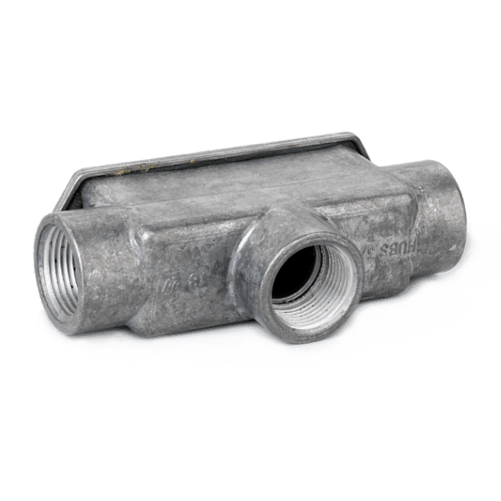 DKC EUROPE - Scatola in lega di alluminio 3 vie a T con una sul fondo, filett. GAS 1" 1/2, IP65.