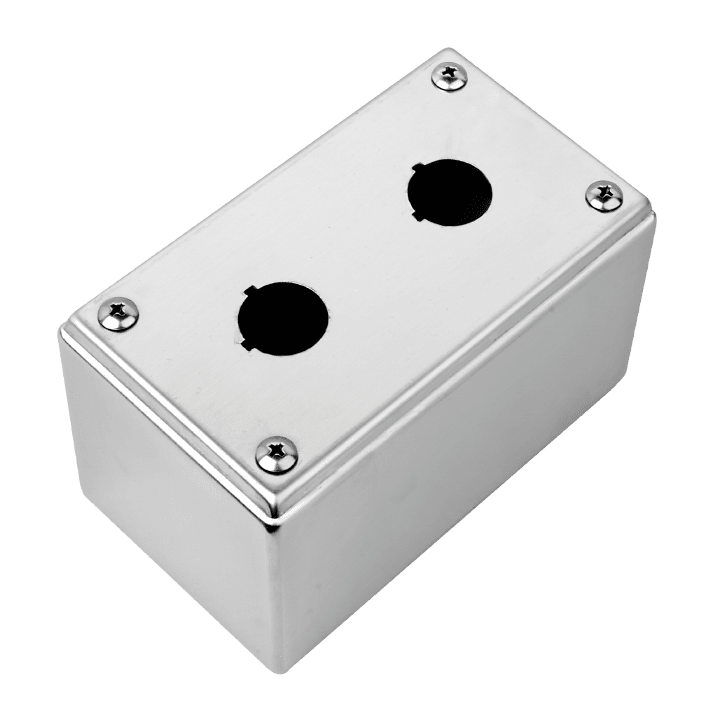 DKC EUROPE - Pulsantiera in acciaio AISI304, dimensioni esterne 82x202x86 mm, 3 fori.