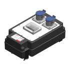 DKC EUROPE - Cassetta plastica a pinza 32A per MCB 4 mod con 2 prese industriali 16A 1P+N.