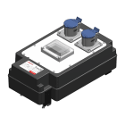 DKC EUROPE - Cassetta plastica a pinza 32A per MCB 4 mod con 2 prese industriali 16A 1P+N.