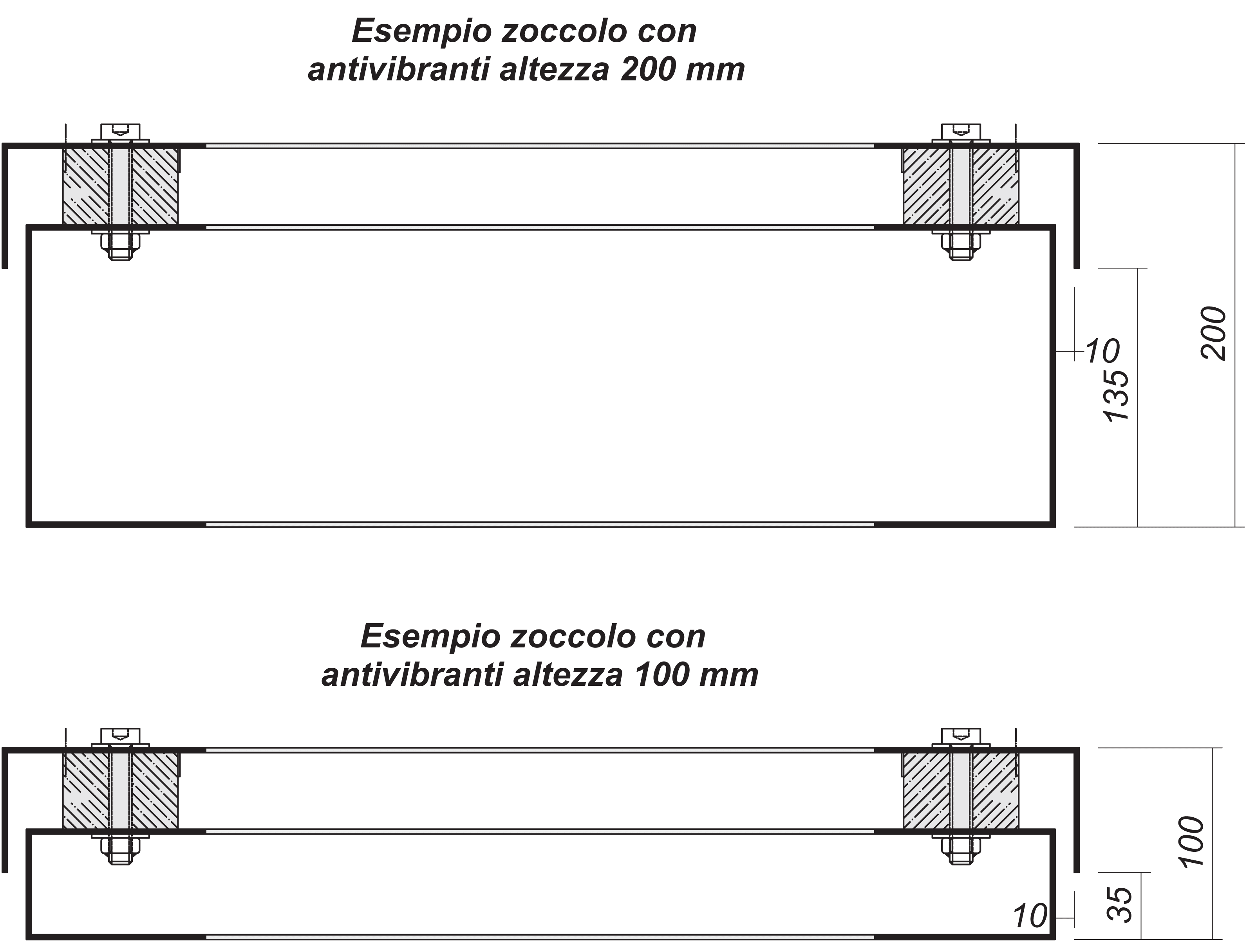 DKC EUROPE - Zoccolo antivibrante h.100 mm p.500 (altezza profondità)