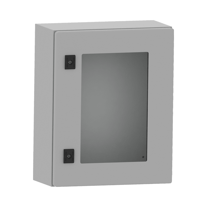 DKC EUROPE - Cassa serie CE 500x500x200 con porta trasparente e pannello di cablaggio + P.C.