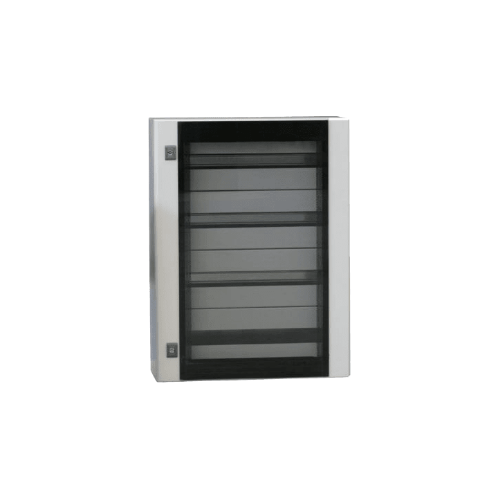 DKC EUROPE - Cassa porta in vetro serigrafato 800x600x200 mm con pannello di cablaggio.