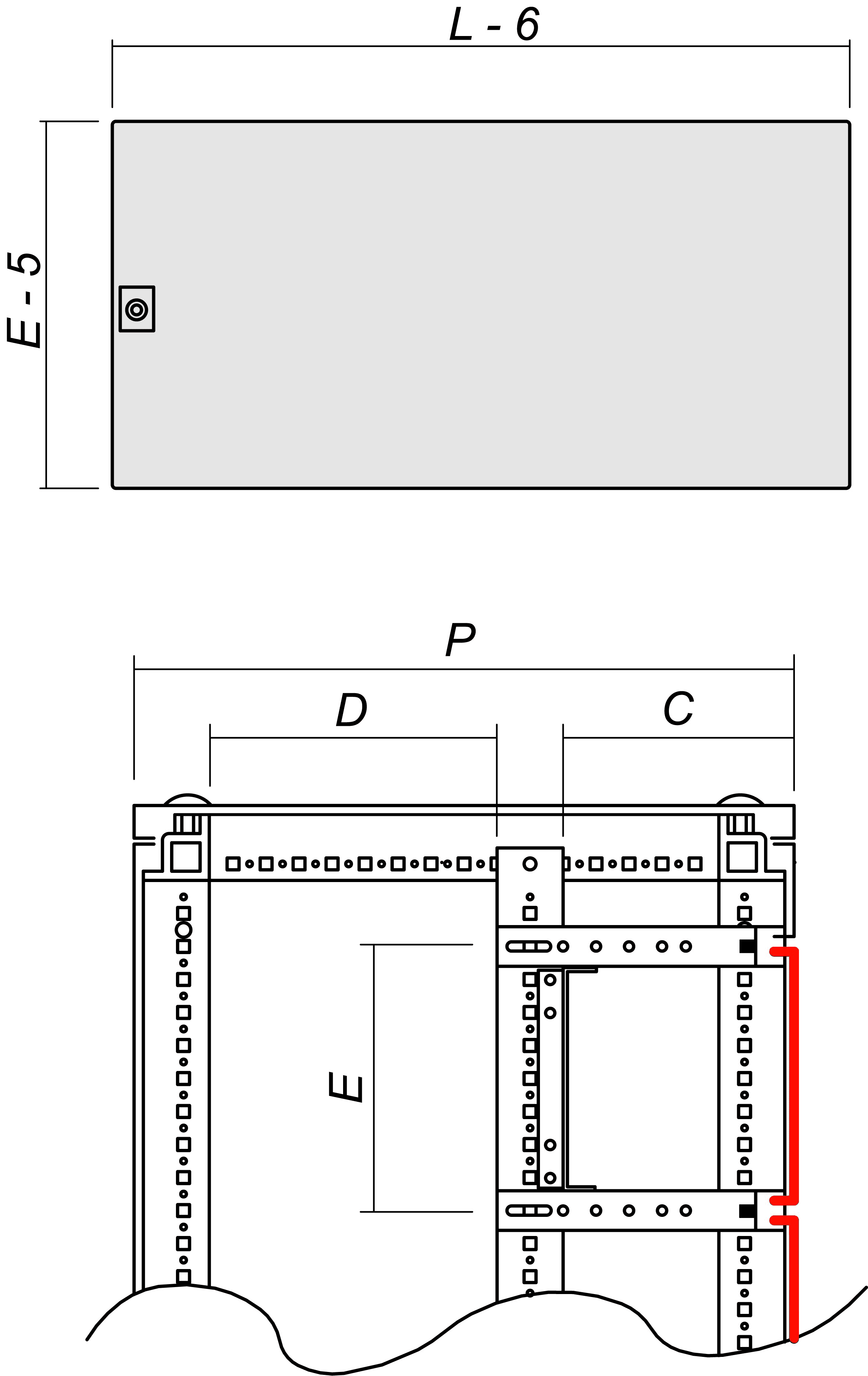 DKC EUROPE - Porta modulare cieca, L.600 H.400 mm.