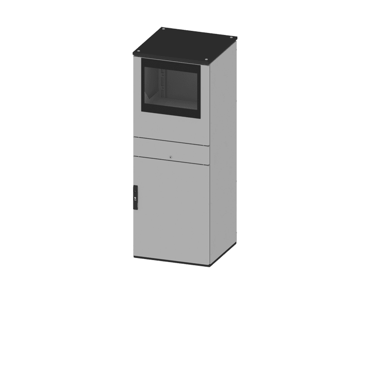 DKC EUROPE - Armadio porta computer 1600x600x800 mm con porta superiore in vetro serigrafato.