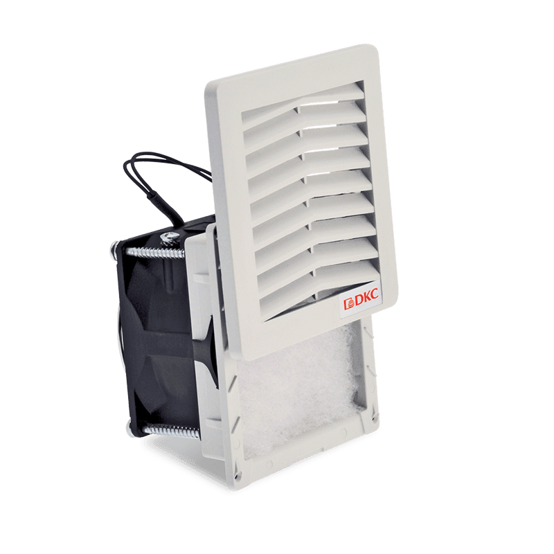 DKC EUROPE - Filtro 110x110 con ventilatore 115Vac, 108x108, efficiente e affidabile per il tuo sistema di ventilazione.