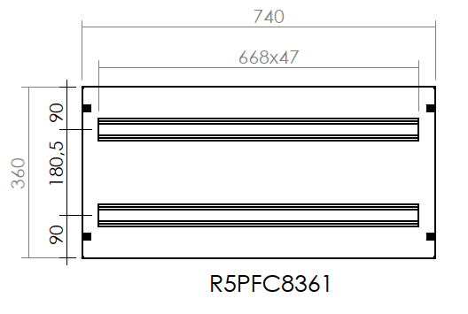 DKC EUROPE - Pannello porta distribuzione 800x360 DIN 72 moduli, dimensioni 800 x 360 (LxA)