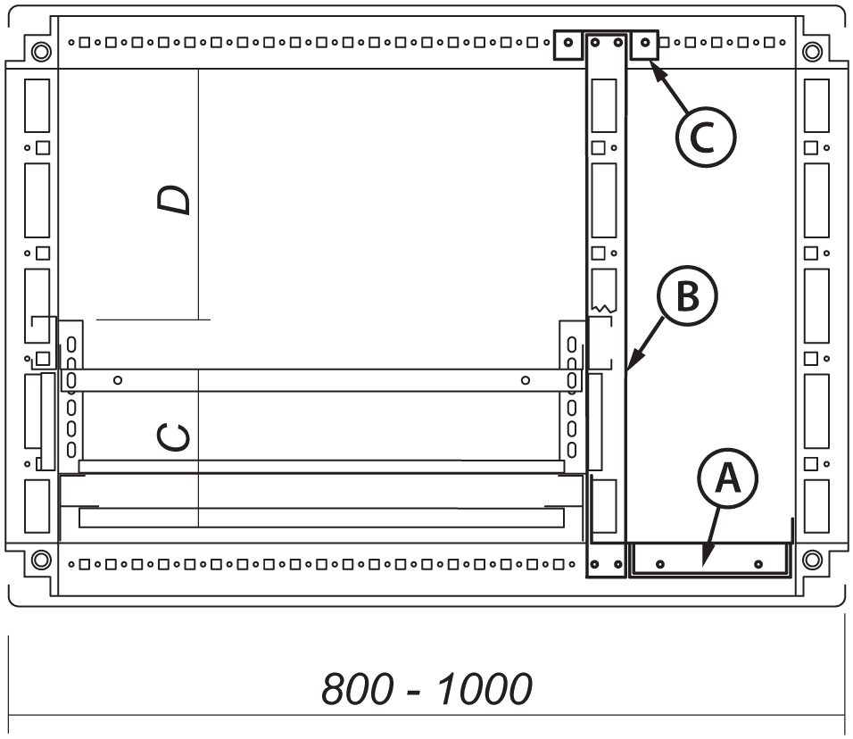 DKC EUROPE - Modularità interna con fascia laterale da 200, dimensioni 2000 x 400 mm (AxL) - MODULARITA INTERNA CON FASCIA LATERALE DA 200, DIMENSIONI 2000 X 400 MM (AXL)