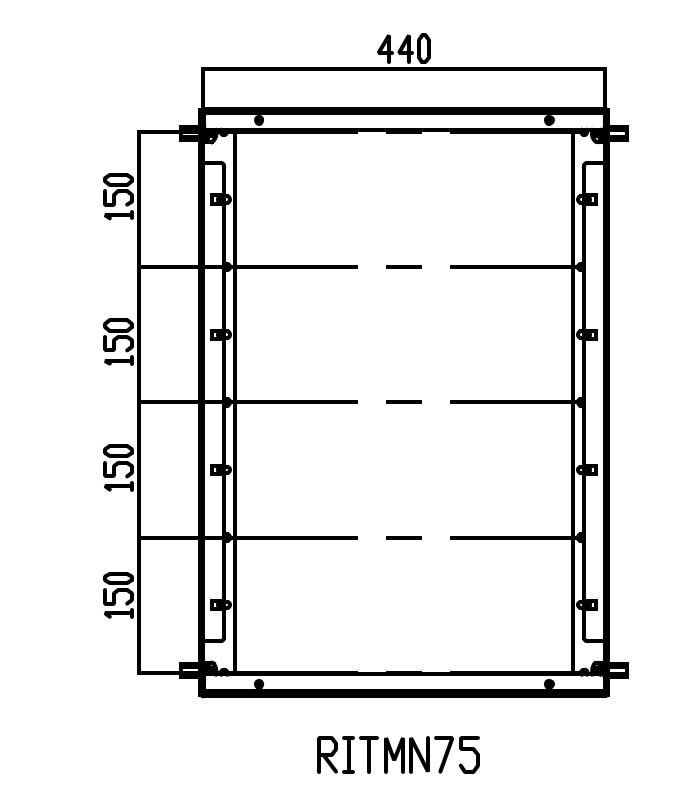 DKC EUROPE - Telaio modulare in acciaio inossidabile AISI 304, dimensioni 700x500 mm.