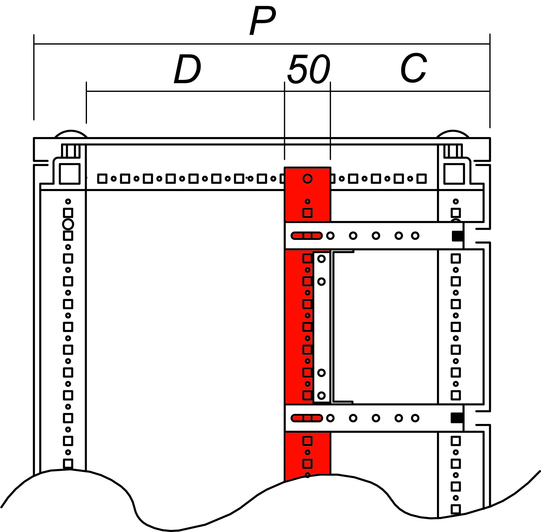 DKC EUROPE - Profili verticali per armadi CQE e CAE, altezza 2200 mm, confezione 2 pezzi PROFILI VERTICALI 2PZ.