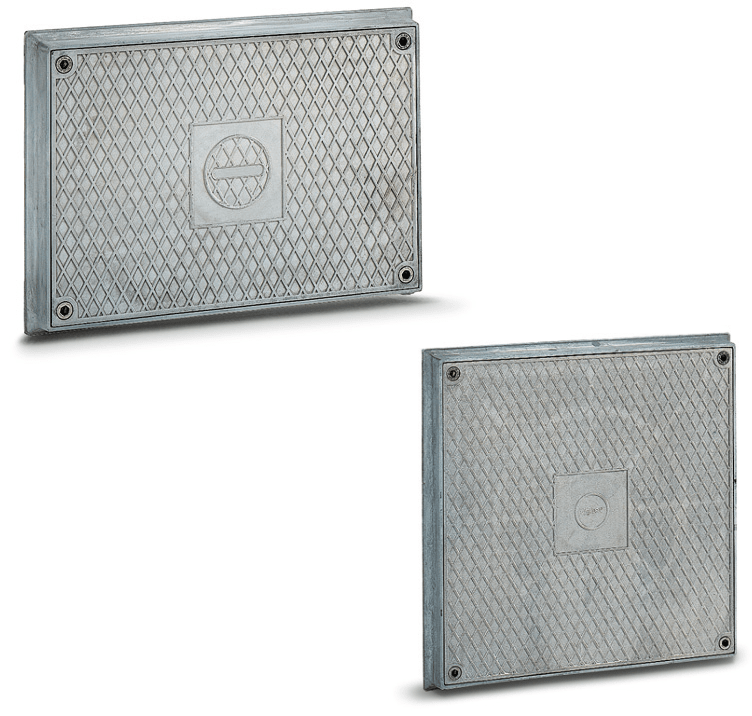 DKC EUROPE - Serie PZ - Chiusino stradale per pozzetto in alluminio, IP55, dimensioni 169 x 266 x 40 mm (BxAxP)
