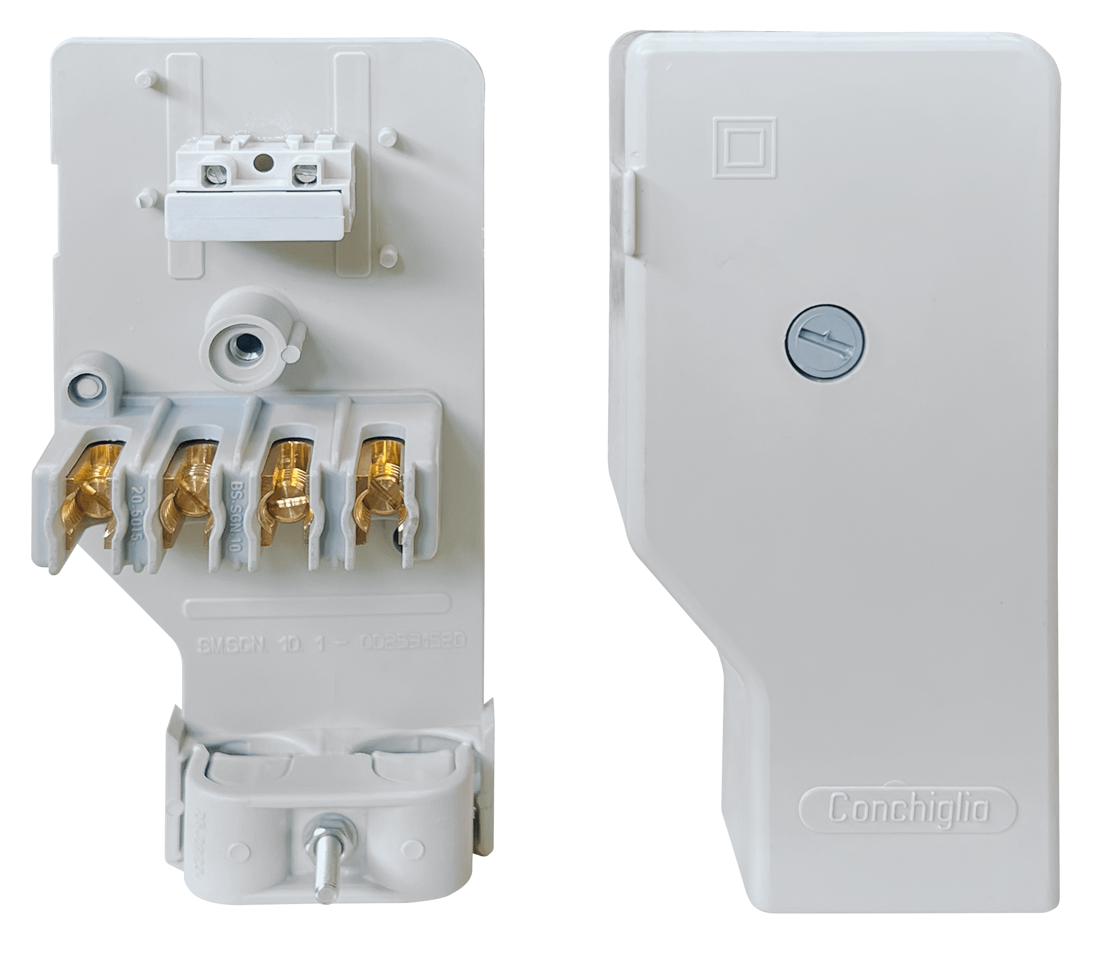 DKC EUROPE - Serie MGN - Morsettiera da incasso palo a doppio isolamento, 4 poli, 2 fusibili, feritoia 45x186 mm