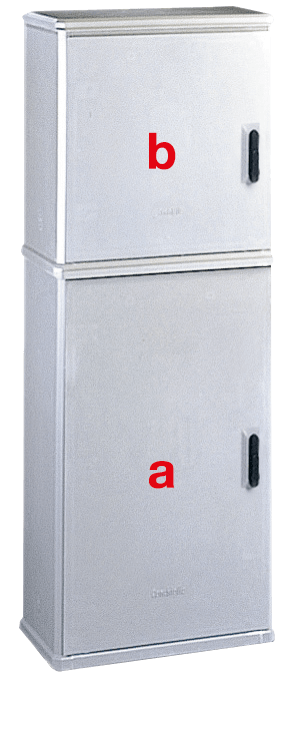 DKC EUROPE - Serie BVT-BVN - Armadio in vetroresina a 2 vani, con serratura, dim. 546 x 1460 x 424 mm (BxAxP)