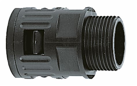 DKC EUROPE - Raccordo ad innesto rapido in poliammide, Metrico 32x1,5 , filetto maschio fisso, IP66, nero, AD34,5
