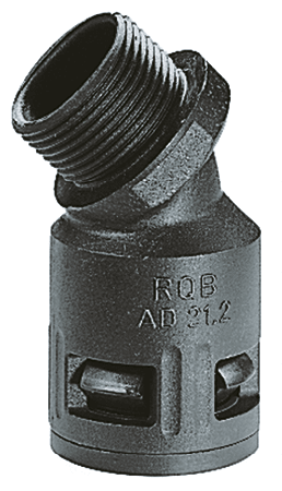 DKC EUROPE - Raccordo curvo a 45° con filetto maschio metallico, Metrico 20 x 1,5 mm , IP68, nero, AD21,2