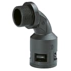 DKC EUROPE - Raccordo curvo a 90° con filetto maschio plastico, PG29, IP68, nero, AD34,5