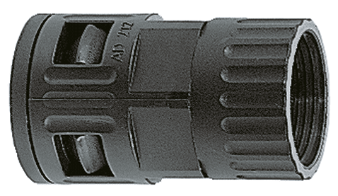 DKC EUROPE - Raccordo diritto ad innesto rapido in PA, filetto femm. plastico UNEF 1"3/16-18, IP68, nero, AD42,5