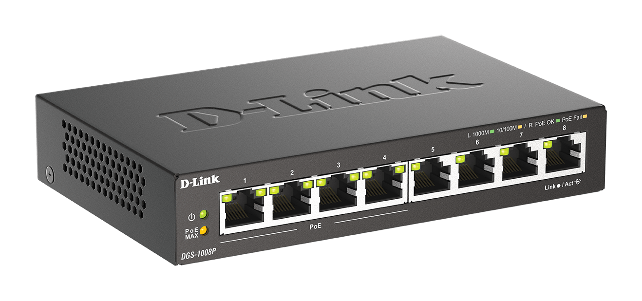 D_LINK - SWITCH NONGEST 8X1GB (4 POE 68W) -NO RAC DGS-1008P/E