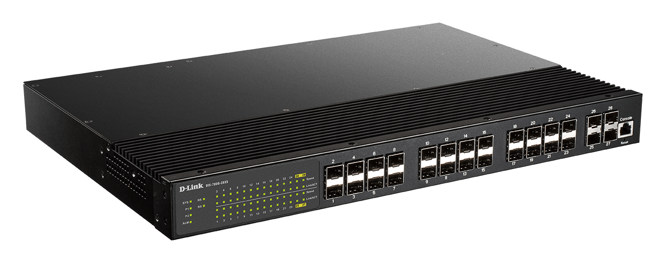D_LINK - Switch industriale gestito L2 con 24 porte SFP e 4 porte SFP+ (10G).