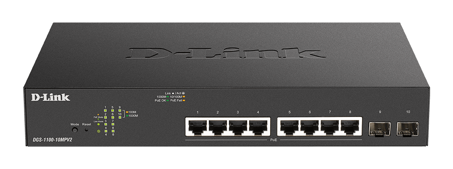 D_LINK - SWITCH SMART 8X1GB POE (130W), 2XSFP - R