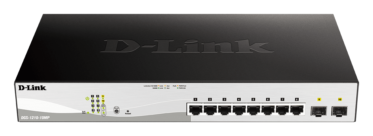D_LINK - SWITCH SMART 8X1GB (POE 130W), 2XSFP -RA