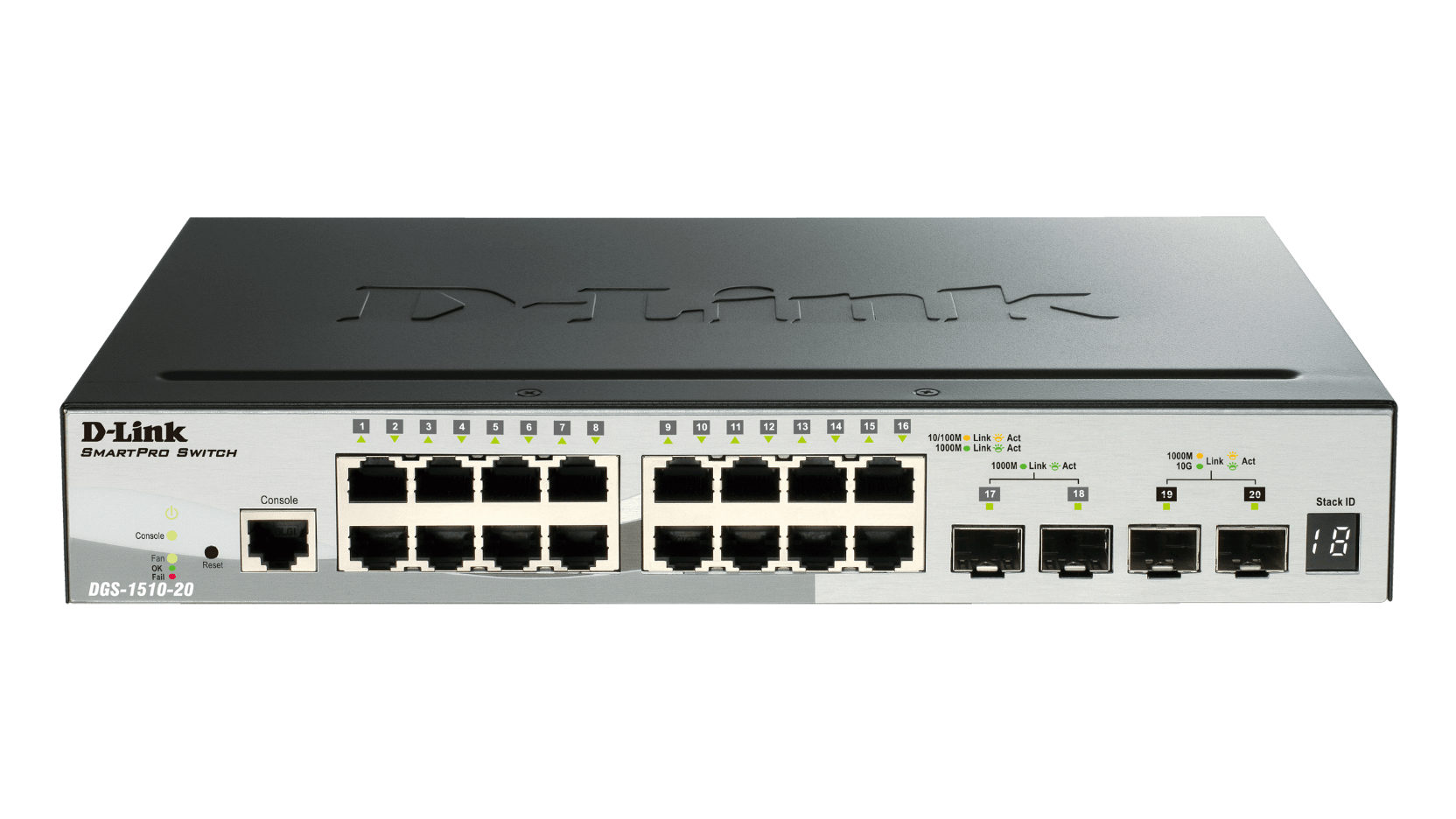 D_LINK - SWITCH SMART 16 X 1GB, 2XSFP, 2XSFP+, RA DGS-1510-20