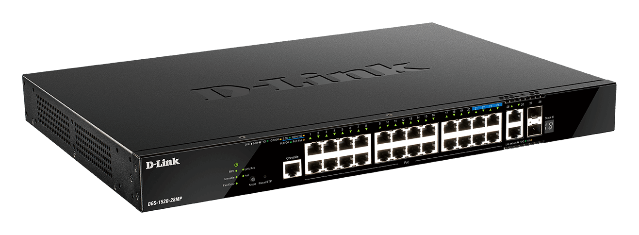 D_LINK - SWITCH SMART 20X1+4X2,5GPOE370W,2XSFP,2X DGS-1520-28MP