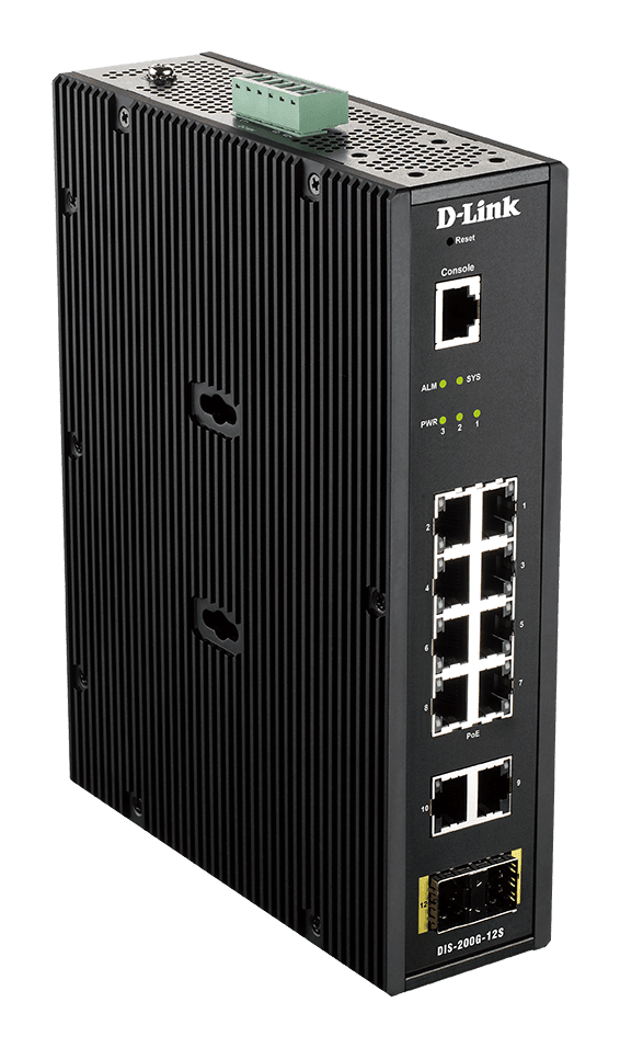 D_LINK - Switch Industriale Gestito L2 con 10 Porte Gigabit e 2xSFP. DIS-200G-12S