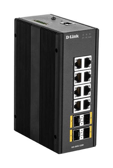 D_LINK - Switch industriale gestito L2 con 8 porte Gigabit e 4 porte SFP.