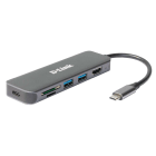 D_LINK - Adattatore USB-C con HDMI, 2 porte USB 3.0 e slot per schede SD/TF.