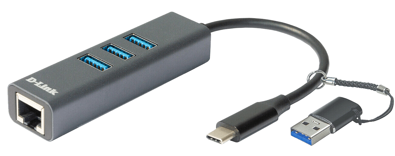D_LINK - Adattatore USB-C, 1xUSB-C, 3xUSB3.0, 1xRJ45.