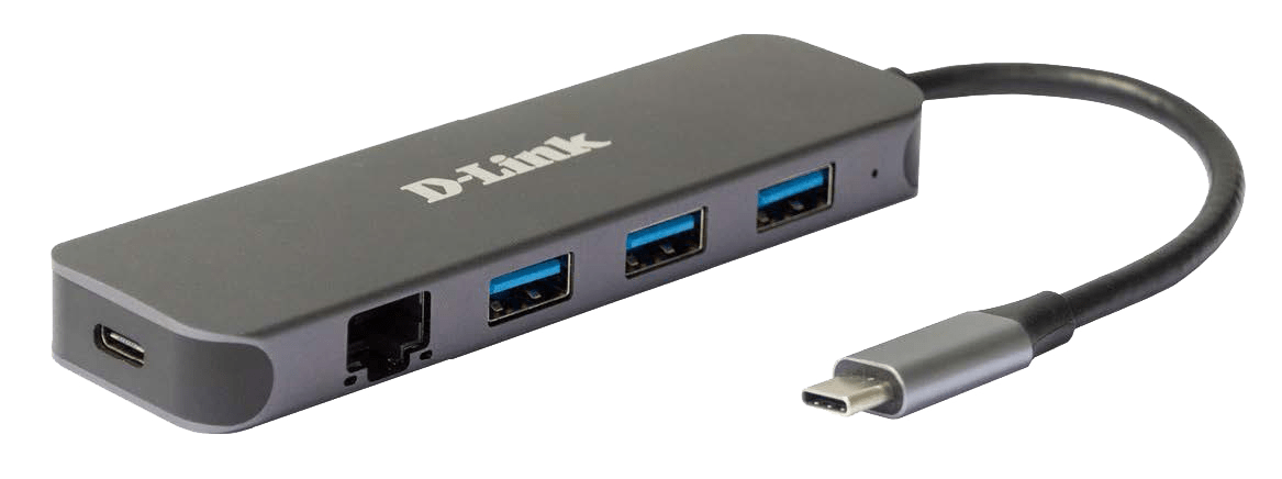 D_LINK - Adattatore USB-C con 3 porte USB 3.0, USB-C Power Delivery e RJ45.