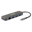 D_LINK - Adattatore USB-C con 3 porte USB 3.0, USB-C Power Delivery e RJ45.