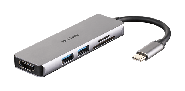 D_LINK - Adattatore USB-C, HDMI, 2x USB 3.0, slot SD e TF.