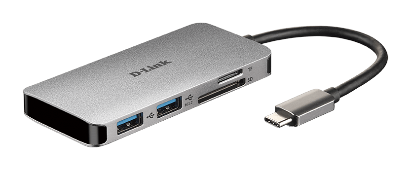 D_LINK - Adattatore USB-C con HDMI, 2 porte USB 3.0 e slot per schede SD/TF.