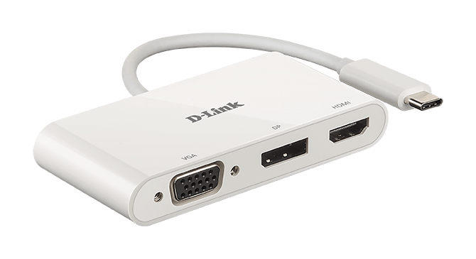 D_LINK - Adattatore USB-C con HDMI, VGA e Display Port integrati.