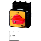 EATON INDUSTRIES - Interruttore ON/OFF, P1, 32A, montaggio a incasso, 3 poli, Funzione di arresto d'emergenza, con leva rossa e targhetta frontale gialla.