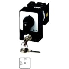 EATON INDUSTRIES - Interruttore antipanico, T0-2-1, 20 A, montaggio incasso, 3 poli, leva nera, targhetta frontale, Blocco serratura cilindro SVA.