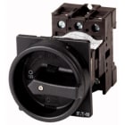 EATON INDUSTRIES - Interruttore generale P1-32A a comando rinviato 3 poli + N 1NA 1NC Funzione di arresto con maniglia rotativa nera e corona di blocco lucch.