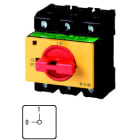 EATON INDUSTRIES - Interruttore ON/OFF, P3, 100 A, Da incasso in sistemi di distribuzione modulare, 3 poli, Funzione di arresto d'emergenza, con leva rossa e targhetta.