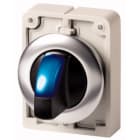 EATON INDUSTRIES - Sel. luminoso RMQ-Titan, maniglia permanente, 2 posizioni (a V), azzurro, anello anteriore in acciaio inossidabile M30I-FWLKV-B D30 a filo blu 2P.