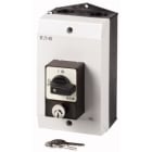 EATON INDUSTRIES - Interruttore P1, 32A, custodia 3 poli, leva nera, targhetta frontale, blocco serratura cilindro SVA.