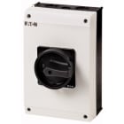 EATON INDUSTRIES - Interruttore di sicurezza P3-63, 63A, 3 poli, Funzione di arresto, Maniglia rotativa nera e corona di blocco, Bloccabile in posizione 0 con interblocco.
