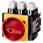 EATON INDUSTRIES - Interruttore generale P5 160A montaggio a incasso 3 poli Funzione di arresto d'emergenza con maniglia rotativa rossa e anello di blocco giallo.