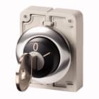 EATON INDUSTRIES - Chiave a pulsante, fronte piatta, permanente, 2 posizioni, MS1-MS20, estrazione chiave, ghiera frontale metallica, 30mm.