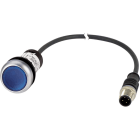 EATON INDUSTRIES - Pulsante luminoso piatto ad impulso 1 NA cavo nero con connettore M12A 4 poli 0,5 m LED azzurro senza scritta 24 V AC/DC Anello f' C22-DL-B-K10-24-P3 LUM CAVO 0.5M M12A 1N.