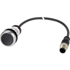 EATON INDUSTRIES - Pulsante piatto ad impulso 1NC cavo nero con connettore M12A 4 poli 0.5m senza scritta anello frontale colore titanio C22-D-S-K01-P3.