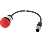 EATON INDUSTRIES - Indicatore luminoso piatto cavo nero con connettore M12A 4 poli 0,2 m lente rossa LED rosso 24 V AC/DC C22-L-R-24-P1 SPIA ROSSO 24V 0,2M M12.