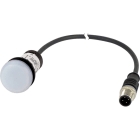 EATON INDUSTRIES - Indicatore luminoso piatto cavo nero con connettore M12A 4 poli 0,2 m lente bianco LED 24 V AC/DC SPIA BIANCO 24V 0,2M M12.